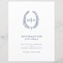 Blaue monogramm-Kranz Hochzeitsgast-Informationen