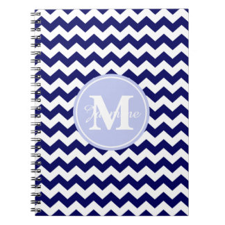 Blaue Monogramm-Marine-weißer Zickzack Notizblock