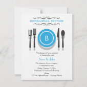 Blaue Monogramm-Proben-Abendessen-Einladung Einladung (Vorderseite)