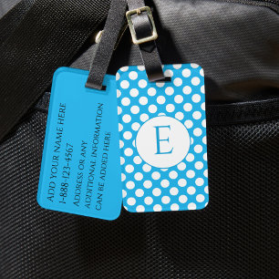 Blaue Monogramm-Punkte in hellen Farben Gepäckanhänger