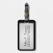 blaue Monogramm-Sophistication Gepäckanhänger (Rückseite vertikal)