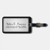 blaue Monogramm-Sophistication Gepäckanhänger (Rückseite horizontal)