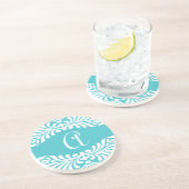 Blaue Monogramm-Untersetzer Untersetzer (Seite)