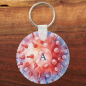 Blaue Monogramm-Virus-Bakterien-Muster Schlüsselanhänger (Rückseite)