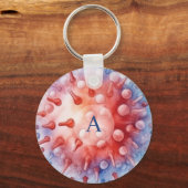 Blaue Monogramm-Virus-Bakterien-Muster Schlüsselanhänger (Vorderseite)