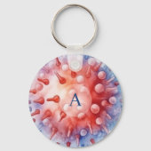 Blaue Monogramm-Virus-Bakterien-Muster Schlüsselanhänger (Rückseite)