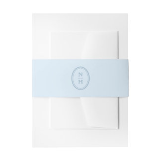 Blaue Monogramm-Wappen-Hochzeitseinladung Bauch Einladungsbanderole