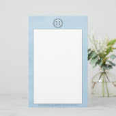 Blaue Monogramm-Wreath-Stationierung Briefpapier (Stehend Vorderseite)
