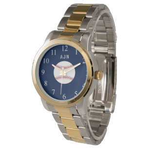 Blaue monogrammierte Baseballuhr als Geschenk Armbanduhr