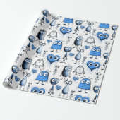 Blaue Monster Geschenkpapier (Ungerollt)