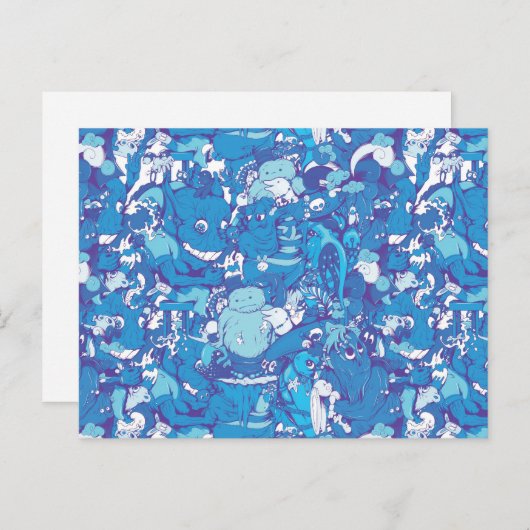 Blaue Monster Postkarte (Vorne/Hinten)