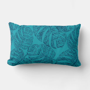 Blaue Monstera-Blätter. Dekokissen