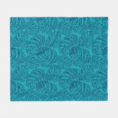 Blaue Monstera-Blätter. Fleecedecke (Vorderseite (Horizontal))