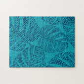 Blaue Monstera-Blätter. Puzzle (Horizontal)