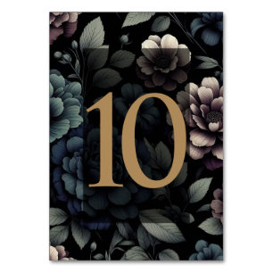 Blaue Moody-Blumenkarte 10 Tischnummer