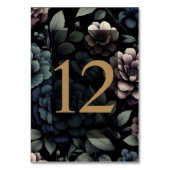 Blaue Moody-Blumenkarte 12 Tischnummer (Rückseite)