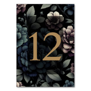 Blaue Moody-Blumenkarte 12 Tischnummer