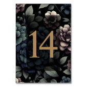 Blaue Moody-Blumenkarte 14 Tischnummer (Rückseite)