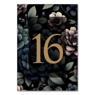 Blaue Moody-Blumenkarte 16 Tischnummer