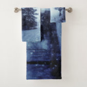 Blaue Moonlit Magische Wälder Winterlandschaft Badhandtuch Set (Insitu)