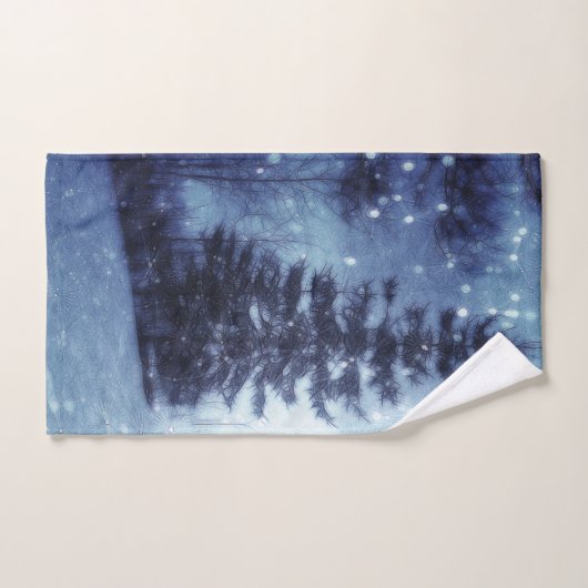 Blaue Moonlit Magische Wälder Winterlandschaft Badhandtuch Set (Handtuch)