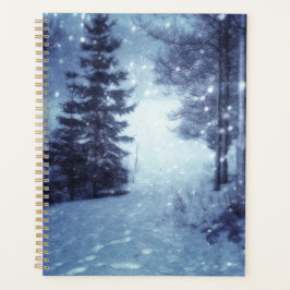 Blaue Moonlit Magische Wälder Winterlandschaft Planer