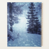 Blaue Moonlit Magische Wälder Winterlandschaft Planer (Rückseite)