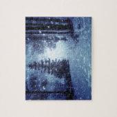 Blaue Moonlit Magische Wälder Winterlandschaft Puzzle (Vertikal)