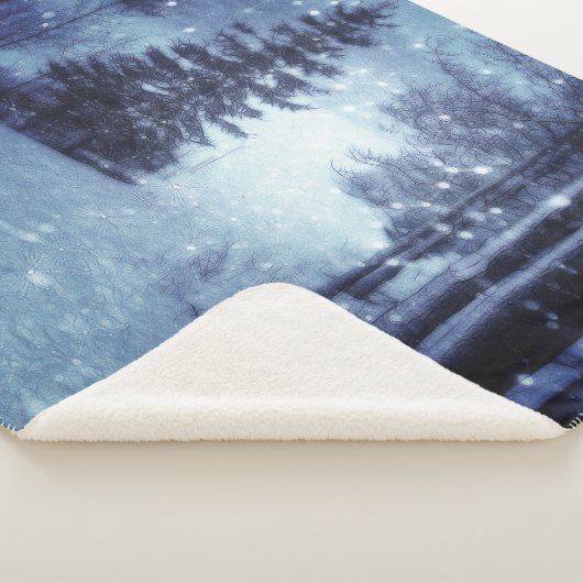 Blaue Moonlit Magische Wälder Winterlandschaft Sherpadecke (3/4)