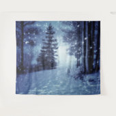 Blaue Moonlit Magische Wälder Winterlandschaft Wandteppich (Vorderseite (Horizontal))