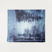 Blaue Moonlit Magische Wälder Winterlandschaft Wandteppich (Vorderseite (Horizontal))