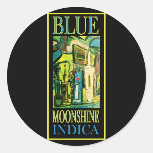 BLAUE MOONSHINE INDICA RUNDER AUFKLEBER (Vorderseite)