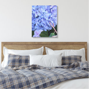 Blaue Mophead-Hortensienblüte Floral Leinwanddruck
