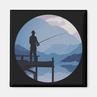 Blaue Morgen Dämmerung Angeln Magnet
