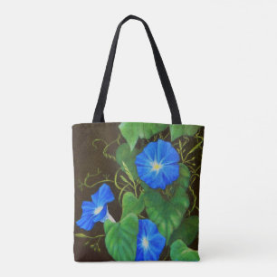 Blaue Morgenglanz Blume mit Reben Tasche