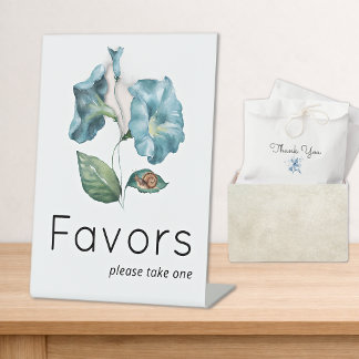 Blaue Morning Glory Baby Shower Geschenke Sockelschild