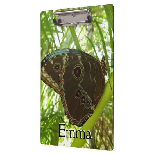 Blaue Morpho Butterfly Naturfotografie Klemmbrett (Links)