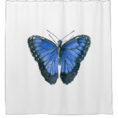 Blaue Morpho-Schmetterling-Aquarellmalerei Duschvorhang (Vorderseite)