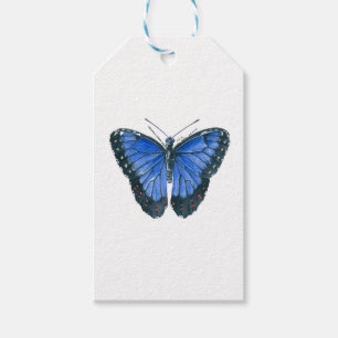 Blaue Morpho-Schmetterling-Aquarellmalerei Geschenkanhänger