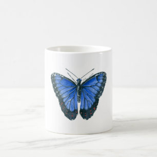 Blaue Morpho-Schmetterling-Aquarellmalerei Kaffeetasse