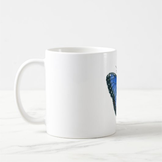Blaue Morpho-Schmetterling-Aquarellmalerei Kaffeetasse (Links)