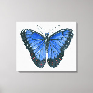 Blaue Morpho-Schmetterling-Aquarellmalerei Leinwanddruck