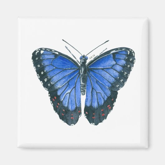 Blaue Morpho-Schmetterling-Aquarellmalerei Magnet (Vorne)