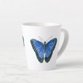 Blaue Morpho-Schmetterling-Aquarellmalerei Milchtasse (Rechte Ecke)