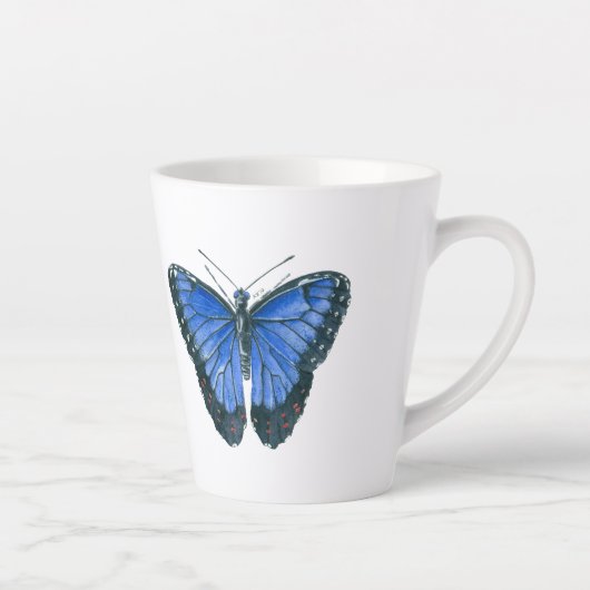 Blaue Morpho-Schmetterling-Aquarellmalerei Milchtasse (Rechts)