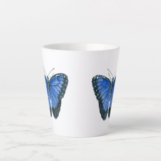 Blaue Morpho-Schmetterling-Aquarellmalerei Milchtasse (Vorderseite)