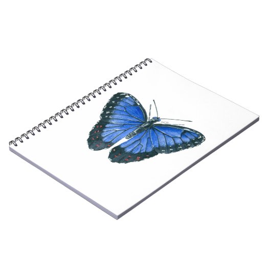Blaue Morpho-Schmetterling-Aquarellmalerei Notizblock (Linke Seite)