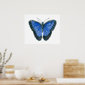Blaue Morpho-Schmetterling-Aquarellmalerei Poster (Küche)