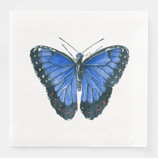 Blaue Morpho-Schmetterling-Aquarellmalerei Serviette (Vorderseite)