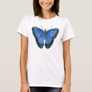 Blaue Morpho-Schmetterling-Aquarellmalerei T-Shirt